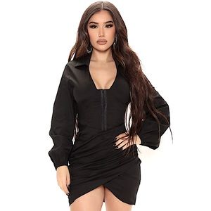 COFFEE BREAK BLACK OFFICE COLLARD SHIRT DRESS FASHION NOVA